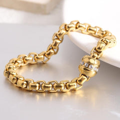 Wholesale Simple Style Solid Color Titanium Steel Plating Zircon Inlay 18K Gold Plated Women's Bracelets - coojewelry