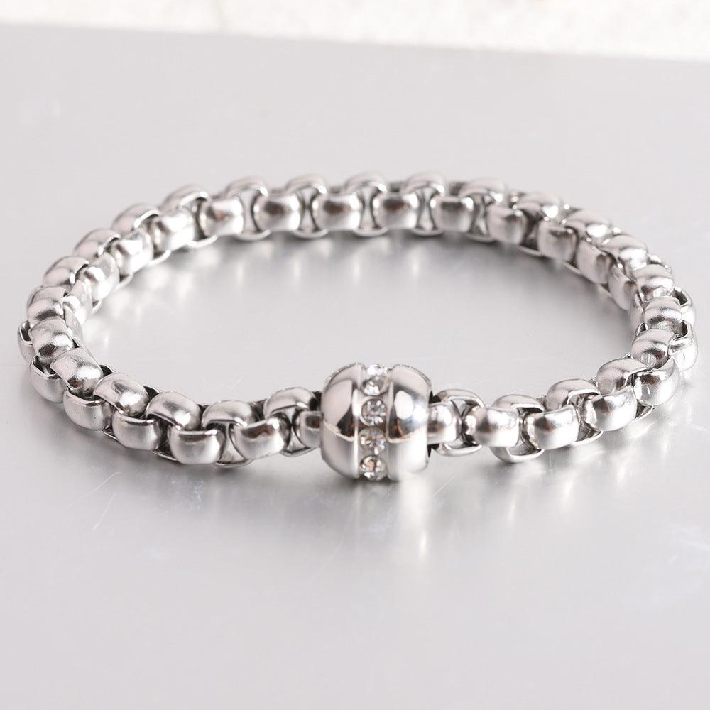 Wholesale Simple Style Solid Color Titanium Steel Plating Zircon Inlay 18K Gold Plated Women's Bracelets - coojewelry