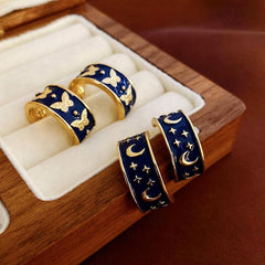 Wholesale Simple Style Star Moon Butterfly Enamel Plating Alloy Ear Studs - coojewelry
