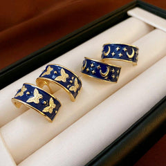 Wholesale Simple Style Star Moon Butterfly Enamel Plating Alloy Ear Studs - coojewelry