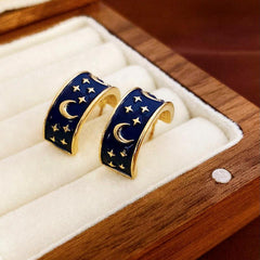 Wholesale Simple Style Star Moon Butterfly Enamel Plating Alloy Ear Studs - coojewelry
