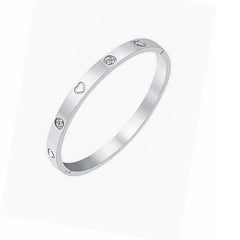 Wholesale Simple Style Titanium Steel Gold-Plated Bangle with Zircon Inlay - coojewelry