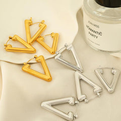 Wholesale Simple Style Triangle Plating Titanium Steel Earrings for Women - coojewelry