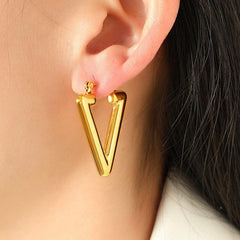 Wholesale Simple Style Triangle Plating Titanium Steel Earrings for Women - coojewelry