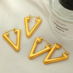 Wholesale Simple Style Triangle Plating Titanium Steel Earrings for Women - coojewelry