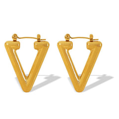 Wholesale Simple Style Triangle Plating Titanium Steel Earrings for Women - coojewelry