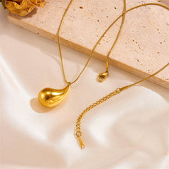 Wholesale Simple Style Water Droplets Stainless Steel Titanium Steel Plating 18K Gold Plated Pendant Necklace - coojewelry