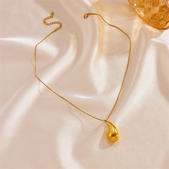 Wholesale Simple Style Water Droplets Stainless Steel Titanium Steel Plating 18K Gold Plated Pendant Necklace - coojewelry