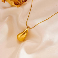 Wholesale Simple Style Water Droplets Stainless Steel Titanium Steel Plating 18K Gold Plated Pendant Necklace - coojewelry