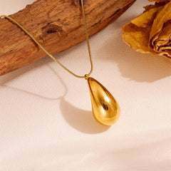 Wholesale Simple Style Water Droplets Stainless Steel Titanium Steel Plating 18K Gold Plated Pendant Necklace - coojewelry