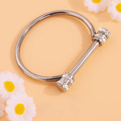 Wholesale Stainless Steel 18K Gold Plated Bangle Roman Inspired Solid Color Elegant Accessory - coojewelry