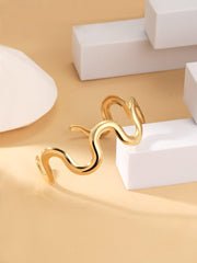 Wholesale Stainless Steel 18K Gold Plated Bangle Vintage Style Waves Solid Color Design - coojewelry