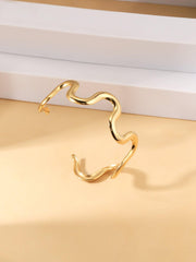Wholesale Stainless Steel 18K Gold Plated Bangle Vintage Style Waves Solid Color Design - coojewelry