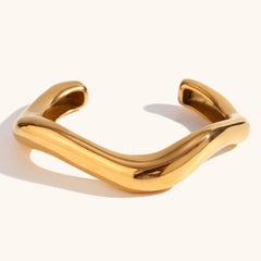 Wholesale Stainless Steel 18K Gold Plated Casual Irregular Design Bangle - coojewelry