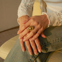 Wholesale Stainless Steel 18K Gold Plated IG Style Solid Color Open Rings - coojewelry