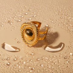 Wholesale Stainless Steel 18K Gold Plated IG Style Solid Color Open Rings - coojewelry
