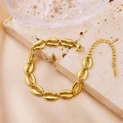 Wholesale Stainless Steel 18K Gold Plated Simple Style Shell Bracelets - coojewelry