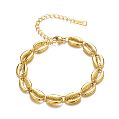 Wholesale Stainless Steel 18K Gold Plated Simple Style Shell Bracelets - coojewelry
