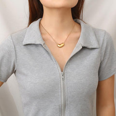 Wholesale Stainless Steel 18K Gold Plated Simple Style Solid Color Necklace - coojewelry