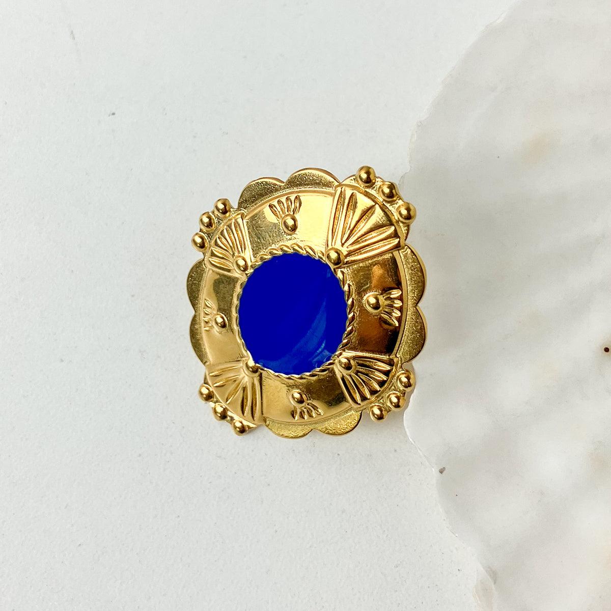 Wholesale Stainless Steel Gold Plated Vintage Style Simple Style Plating Inlay Irregular Heart Shape Turquoise Pearl Zircon Open Rings - coojewelry
