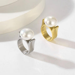 Wholesale Stainless Steel Simple Style Geometric Roman Rings - coojewelry