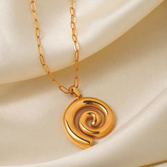 Wholesale Stainless Steel Titanium Steel 18K Gold Plated Simple Style Geometric Pendant Necklace - coojewelry