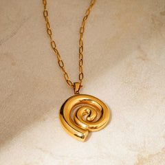 Wholesale Stainless Steel Titanium Steel 18K Gold Plated Simple Style Geometric Pendant Necklace - coojewelry