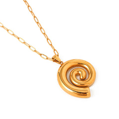 Wholesale Stainless Steel Titanium Steel 18K Gold Plated Simple Style Geometric Pendant Necklace - coojewelry