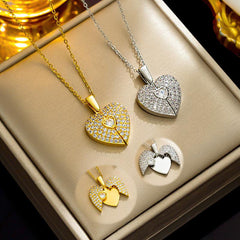 Wholesale Stylish Titanium Steel Pendant Necklace with Elegant Sweet Heart Design - coojewelry