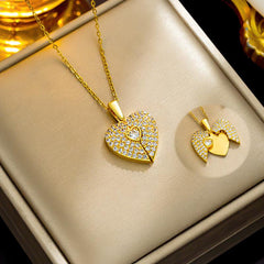Wholesale Stylish Titanium Steel Pendant Necklace with Elegant Sweet Heart Design - coojewelry