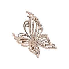 Wholesale Sweet Butterfly Alloy Pearl Plating Metal Artificial Pearls Rhinestones Hair Clip - coojewelry