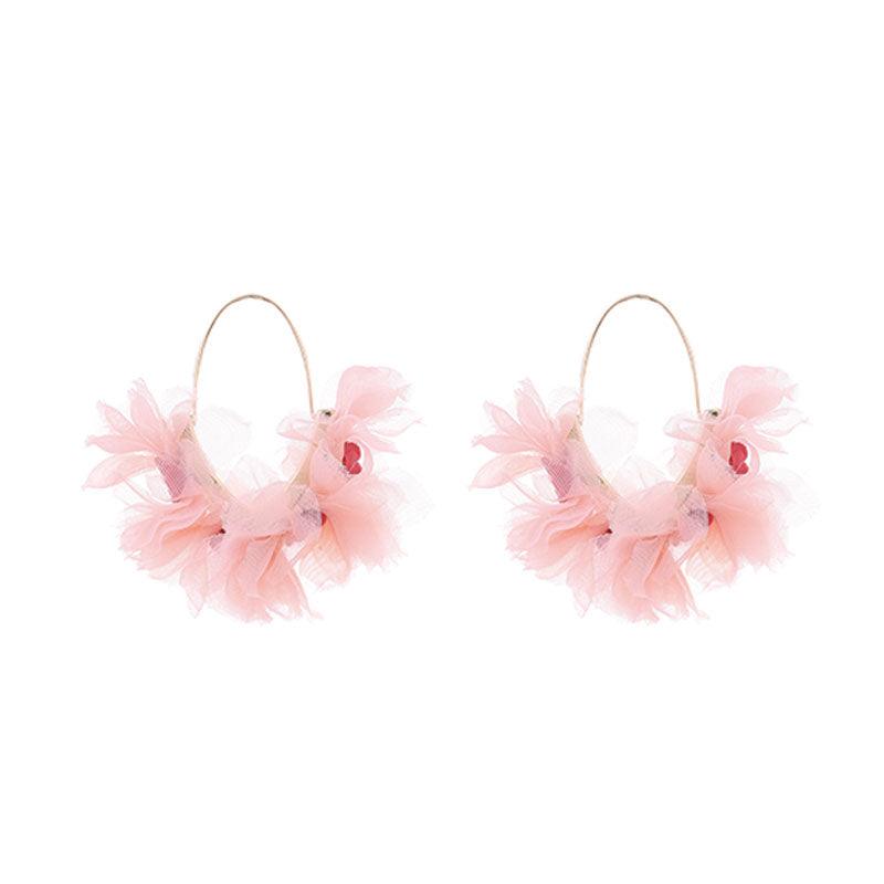 Wholesale Sweet Flower Alloy Cloth Resin Drop Earrings - coojewelry
