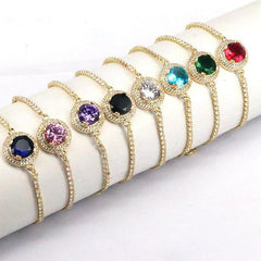 Wholesale Sweet Round Copper 18K Gold Plated Zircon Bracelets in Bulk - coojewelry