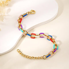 Wholesale Sweet Simple Style Geometric Stainless Steel Enamel Plating 18k Gold Plated Bracelets - coojewelry