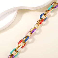 Wholesale Sweet Simple Style Geometric Stainless Steel Enamel Plating 18k Gold Plated Bracelets - coojewelry