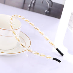 Wholesale Sweet Solid Color Imitation Pearl Alloy Plating Hair Band - coojewelry