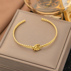 Wholesale Titanium Steel 18K Gold Plated Bangle Classic Geometric Color Block Criss Cross Design - coojewelry