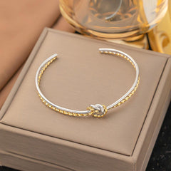 Wholesale Titanium Steel 18K Gold Plated Bangle Classic Geometric Color Block Criss Cross Design - coojewelry