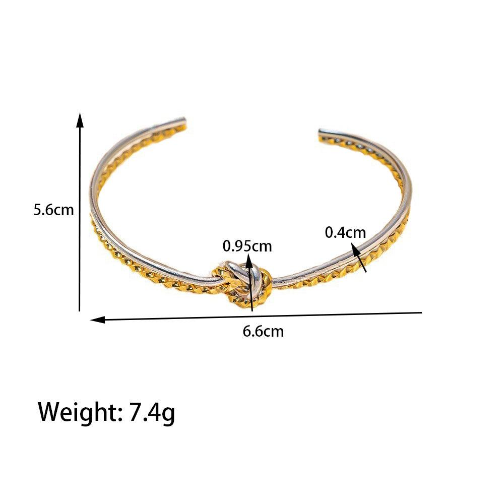 Wholesale Titanium Steel 18K Gold Plated Bangle Classic Geometric Color Block Criss Cross Design - coojewelry