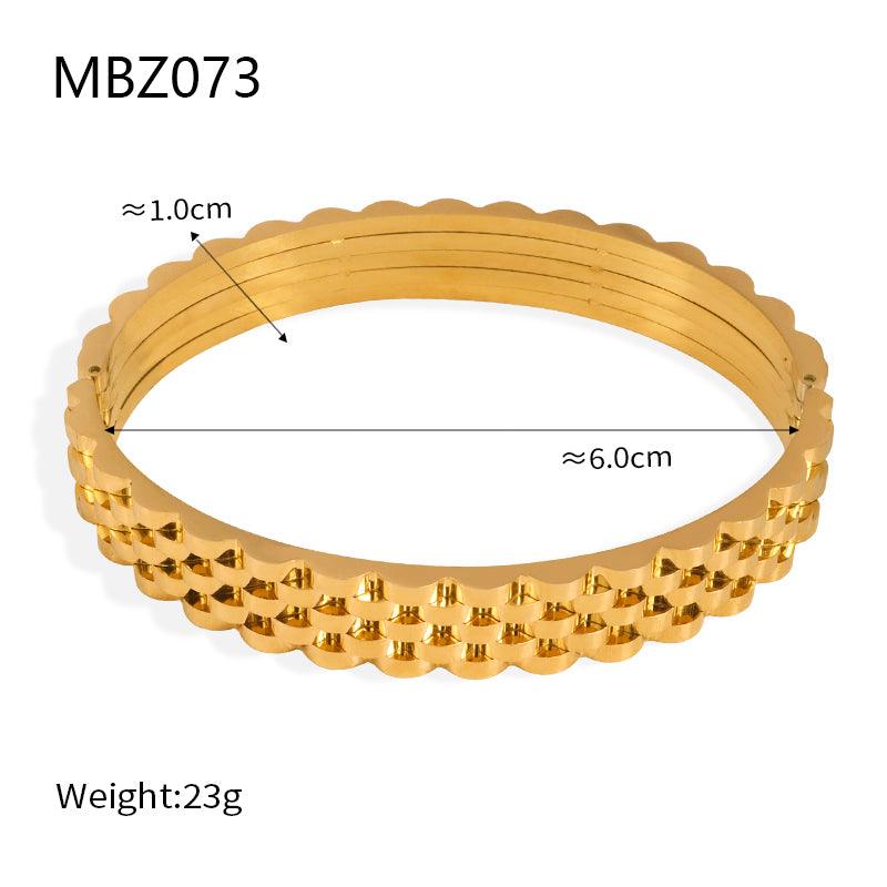 Wholesale Titanium Steel 18K Gold Plated Casual Simple Style Geometric Layered Plating Bangle - coojewelry