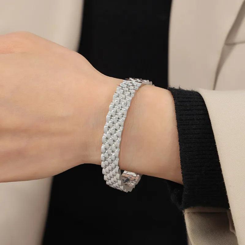 Wholesale Titanium Steel 18K Gold Plated Casual Simple Style Geometric Layered Plating Bangle - coojewelry