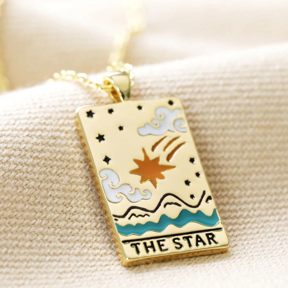 Wholesale Titanium Steel 304 Stainless Steel Gold Plated Rhodium Plated Retro Enamel Geometric Pendant Necklace - coojewelry