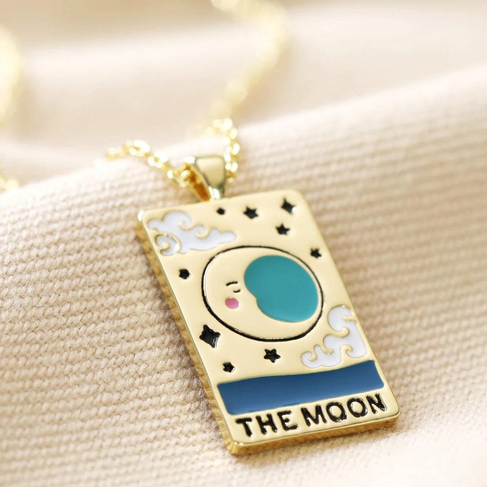 Wholesale Titanium Steel 304 Stainless Steel Gold Plated Rhodium Plated Retro Enamel Geometric Pendant Necklace - coojewelry