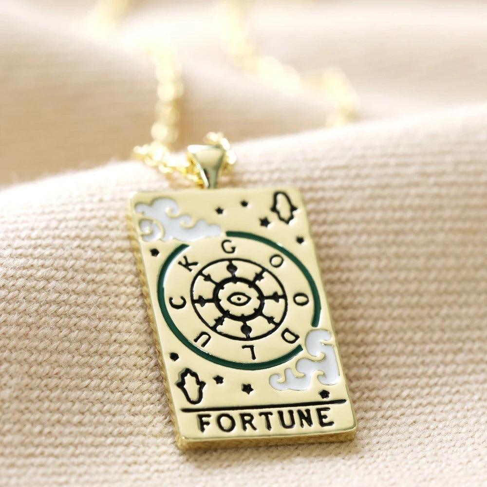 Wholesale Titanium Steel 304 Stainless Steel Gold Plated Rhodium Plated Retro Enamel Geometric Pendant Necklace - coojewelry