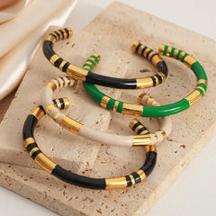 Wholesale Titanium Steel Casual Simple Style Color Block Enamel Plating - coojewelry