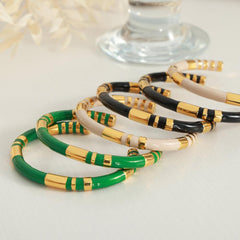 Wholesale Titanium Steel Casual Simple Style Color Block Enamel Plating - coojewelry