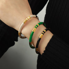 Wholesale Titanium Steel Casual Simple Style Color Block Enamel Plating - coojewelry