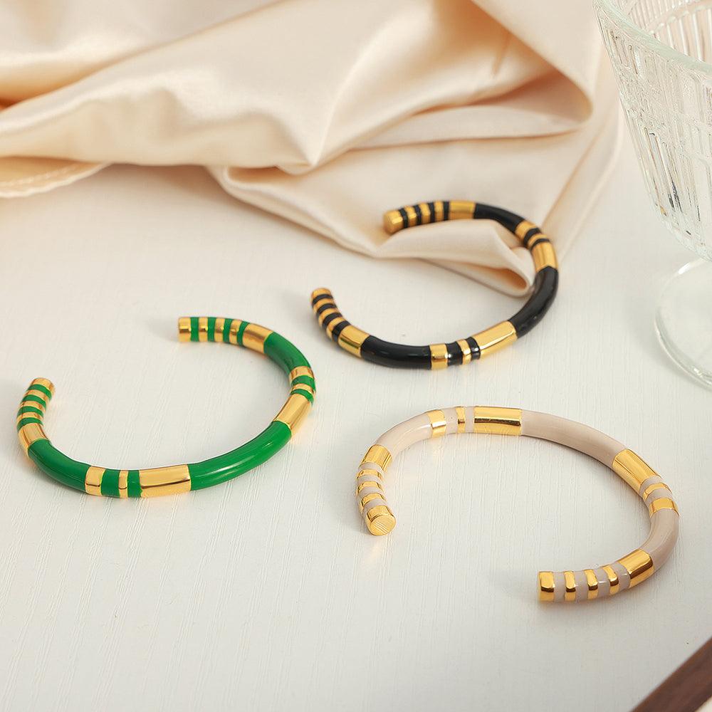Wholesale Titanium Steel Casual Simple Style Color Block Enamel Plating - coojewelry
