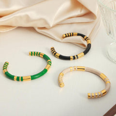 Wholesale Titanium Steel Casual Simple Style Color Block Enamel Plating - coojewelry