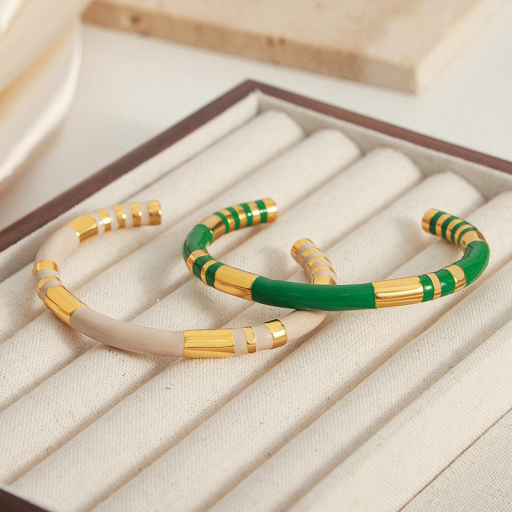 Wholesale Titanium Steel Casual Simple Style Color Block Enamel Plating - coojewelry
